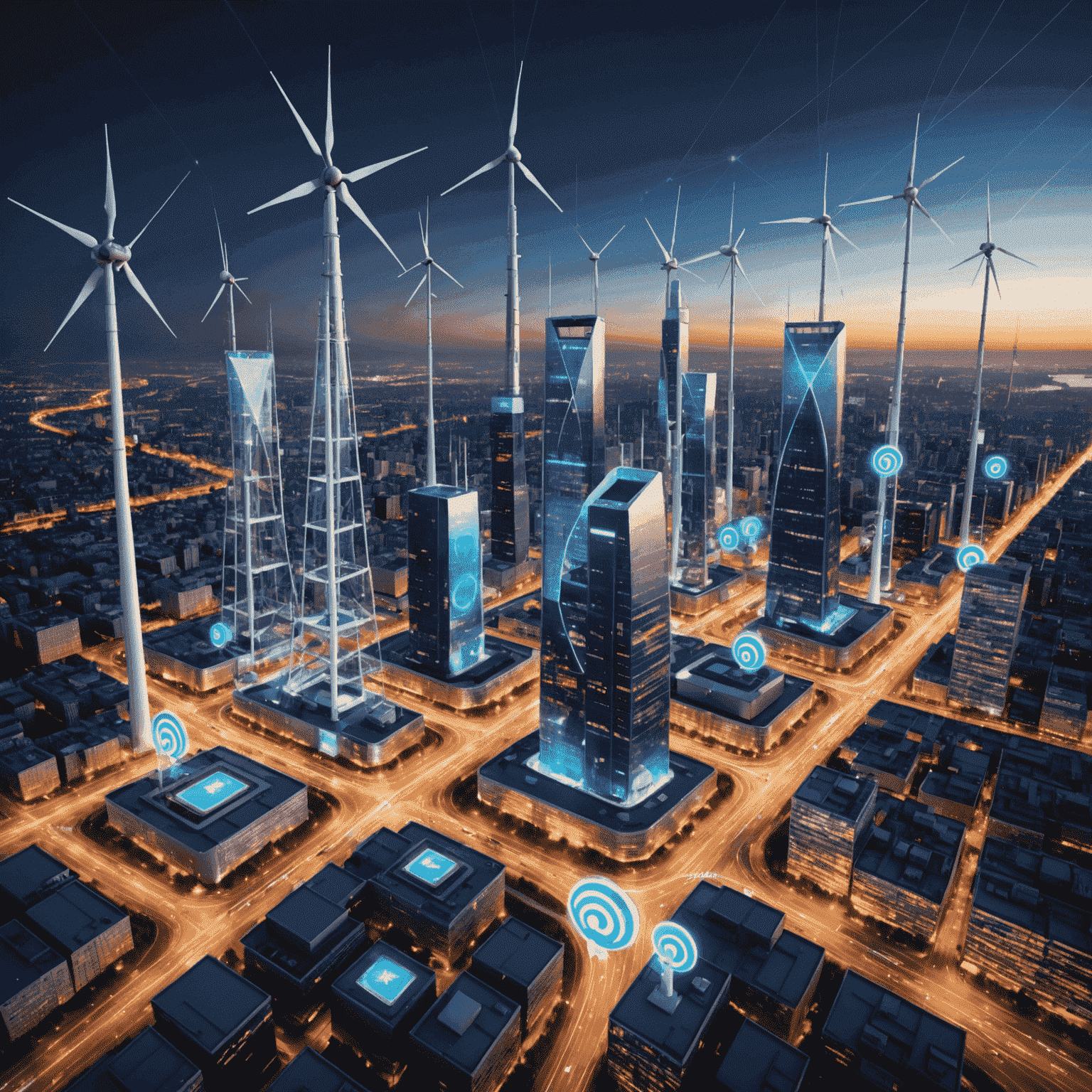 صورة توضيحية لتقنية الجيل الخامس 5G، تظهر أبراج اتصالات متطورة وأجهزة ذكية متصلة بشبكة عالية السرعة